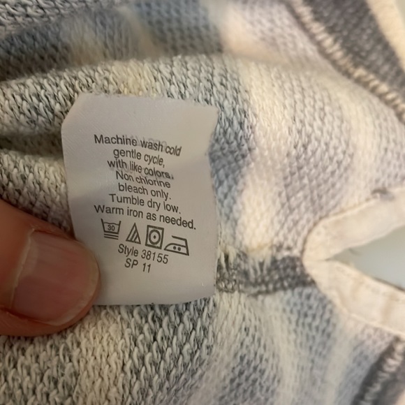 JCrew gray and cream stripe soft Terry sweatshirt, split hem detail on sides - Picture 7 of 7